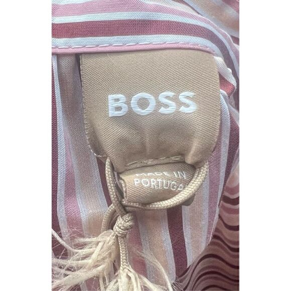 HUGO BOSS Women's Bateco Striped Tie Neck Top in Sienna/Rust NWT Size 4 - Picture 7 of 9